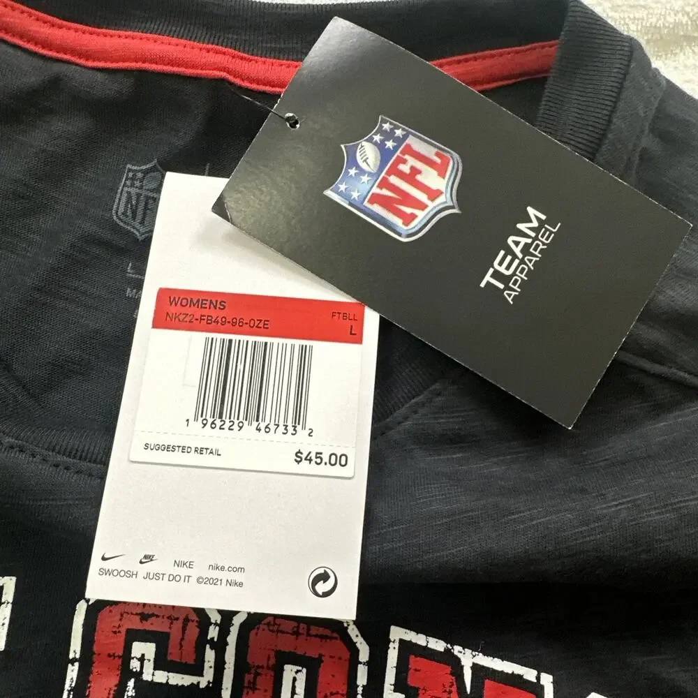 Nike Atlanta Falcons T Shirt Women's‎ Large Black Graphic 1966 Logo NFL Football